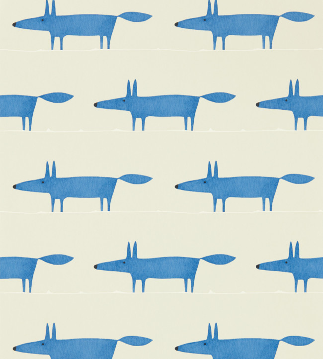 Midi Fox Wallpaper - Pebble / Denim Pebble / Denim