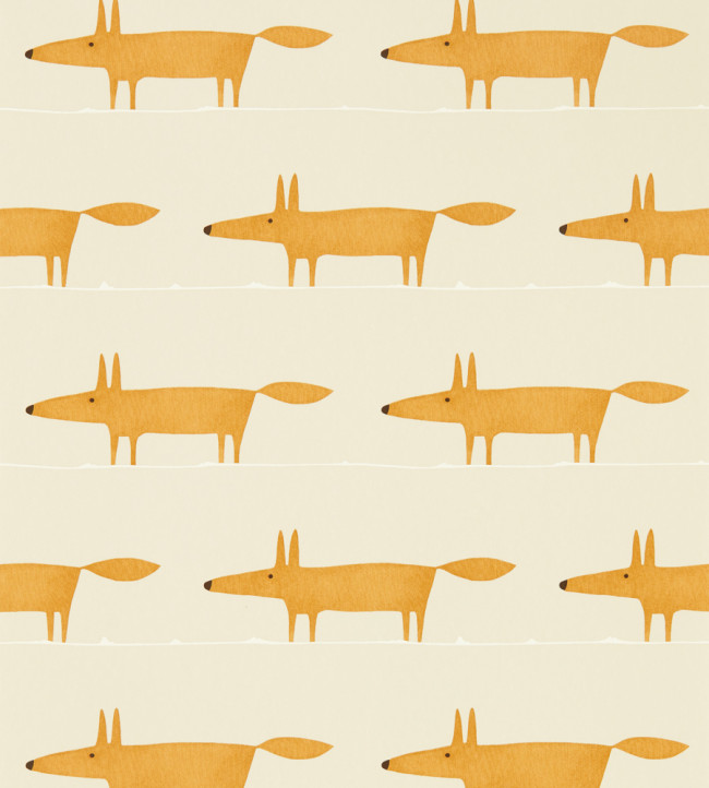 Midi Fox Wallpaper - Raffia / Chai Raffia / Chai
