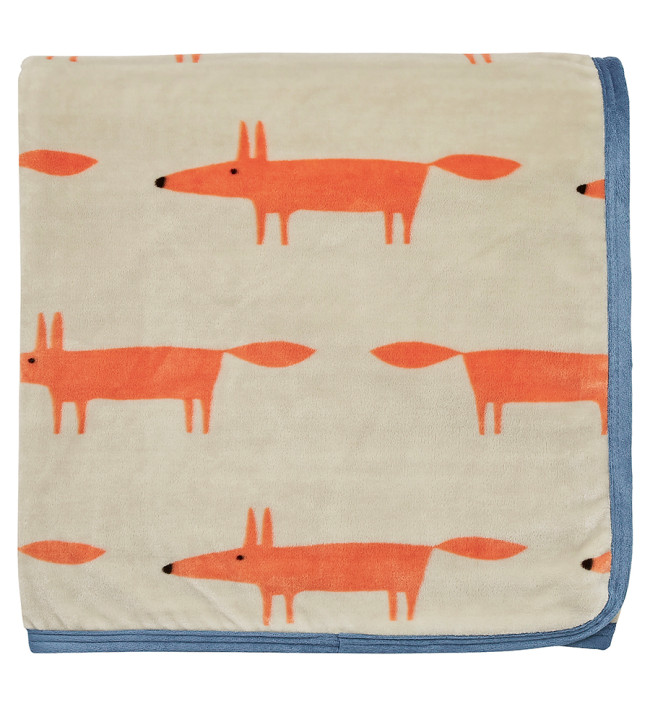 Mr Fox Fleece Throw in Ivory/Orange | Scion Living