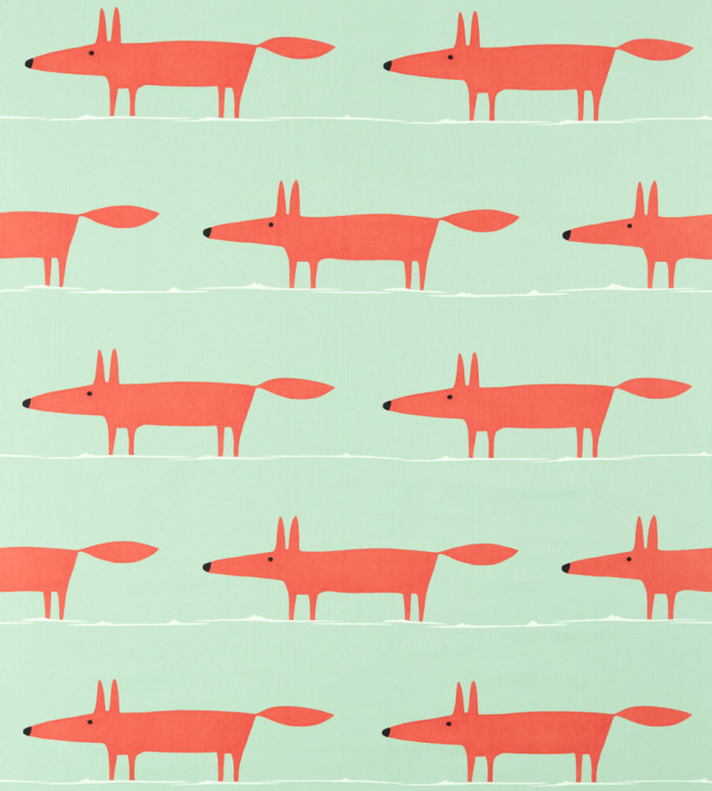 Mr Fox Fabric - Sage / Poppy Sage / Poppy
