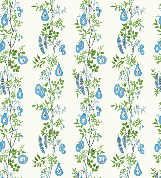 On The Vine Fabric - Cornflower/Kelly Green Cornflower/Kelly Green