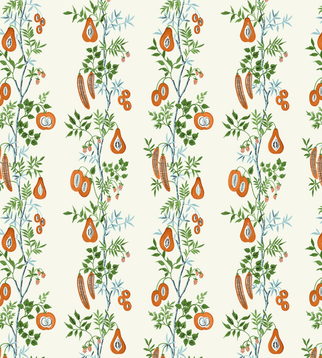 On The Vine Fabric - Tangerine/Kelly Green Tangerine/Kelly Green