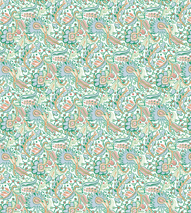 Pomona Fabric - Cornflower/Tangerine Cornflower/Tangerine