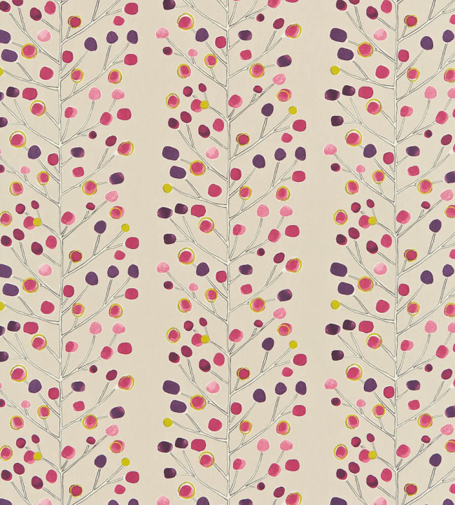 Berry Tree Fabric - Mink / Plum / Berry / Lime Mink / Plum / Berry / Lime