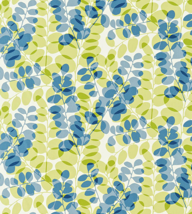 Lunaria Fabric - Chalk / Denim / Lime Chalk / Denim / Lime