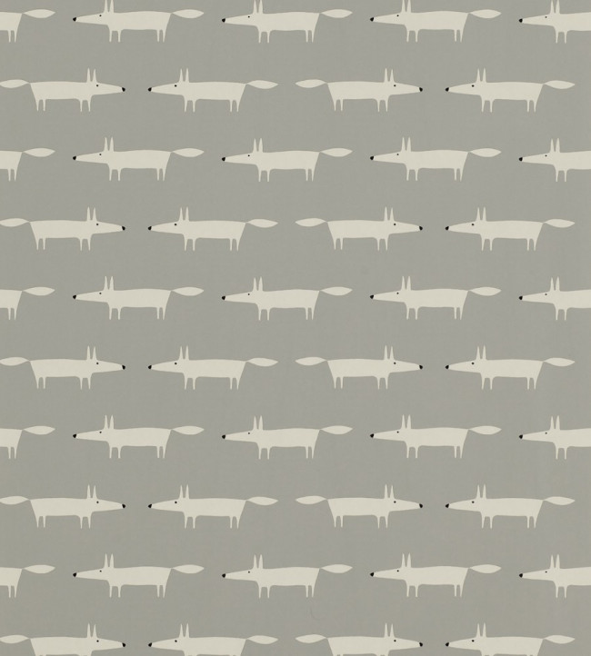 Little Fox Wallpaper - Silver Silver