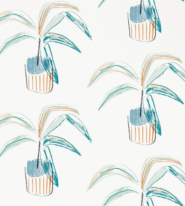 Crassula Wallpaper - Tangerine / Mint Tangerine / Mint