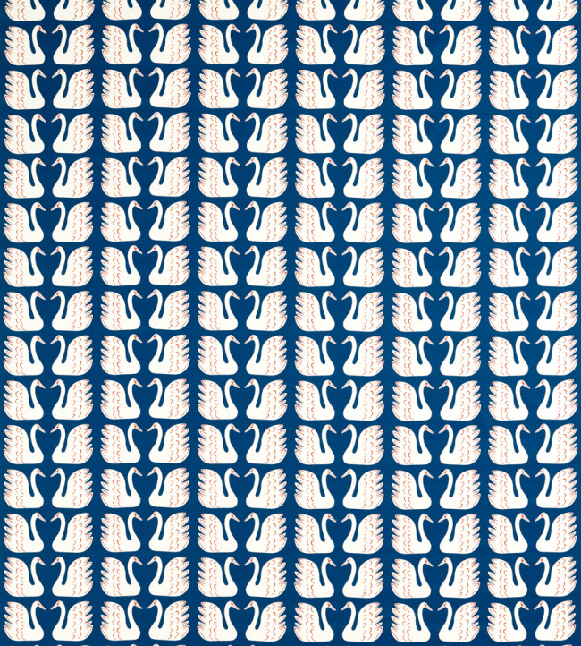 Swim Swam Swan Fabric - Denim Denim