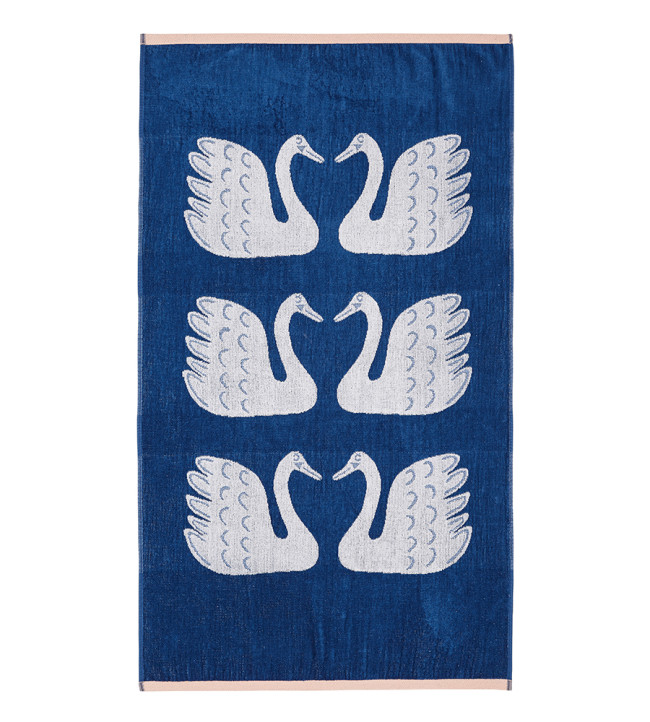 Swim Swam Swan Towel, Denim Denim