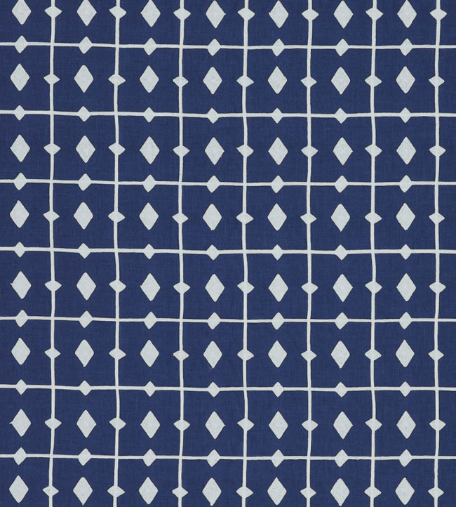 Tiles Fabric - Indigo Indigo