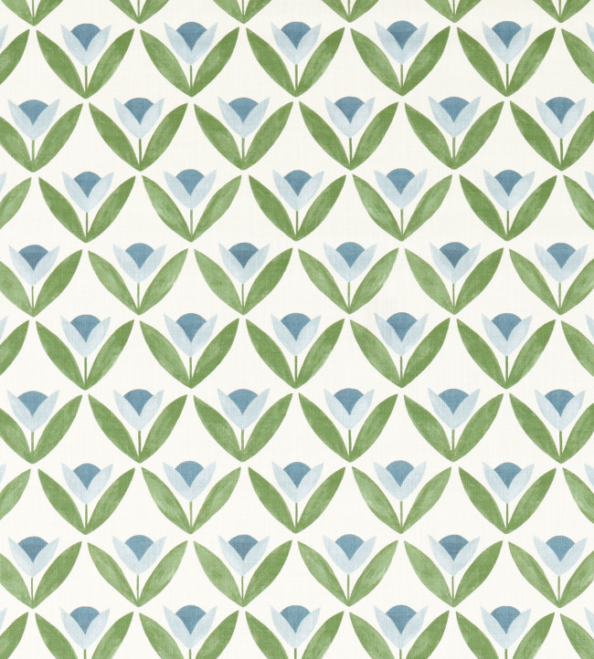 Tulip Trellis Print Fabric - Coast Blue Coast Blue
