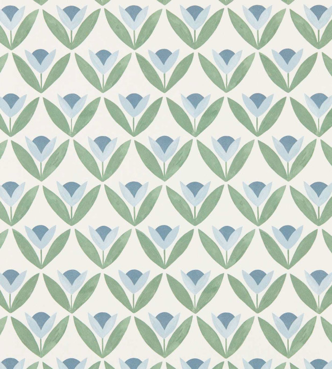 Tulip Trellis Wallpaper - Coast Blue Coast Blue
