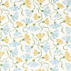 Fringed Poppy Print Fabric - Honey/Cornflower Honey/Cornflower