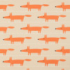 Mr Fox Applique Fabric - Tangerine / Linen Tangerine / Linen