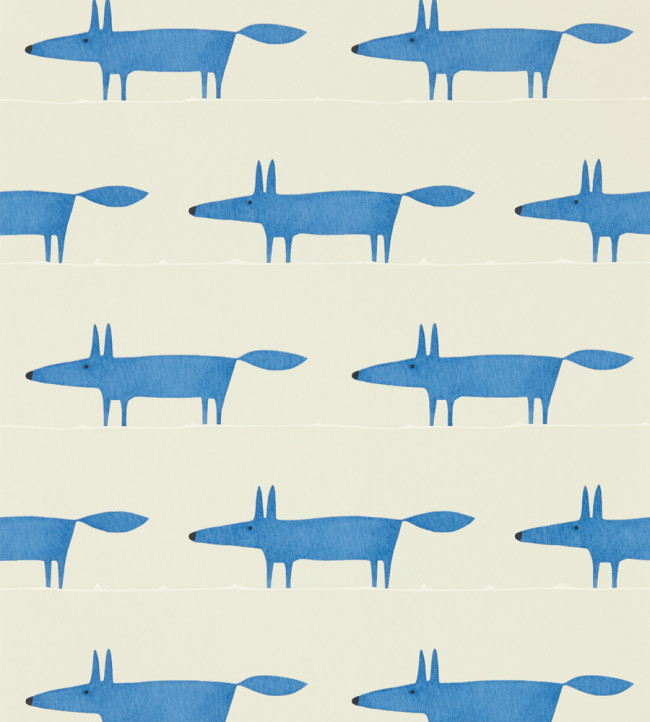 Midi Fox Wallpaper - Pebble / Denim Pebble / Denim