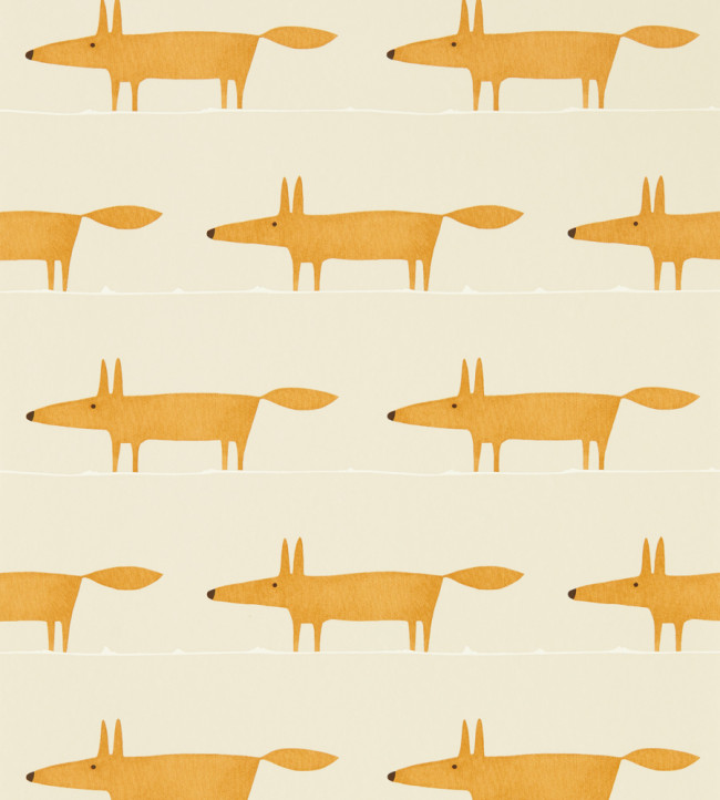 Midi Fox Wallpaper - Raffia / Chai Raffia / Chai