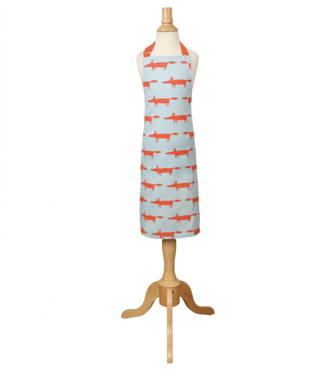 Mr Fox Childrens Apron 65 x 45cm, Blue Blue