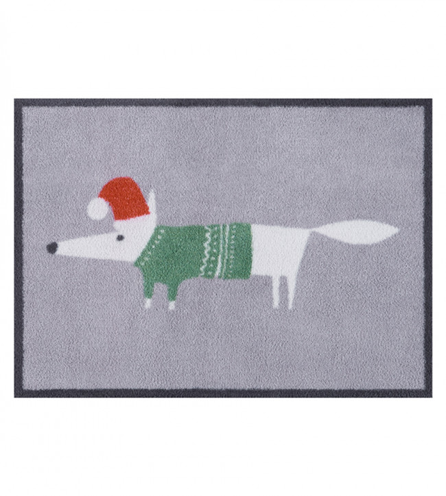 Mr Fox Christmas Door Mat in Grey | Scion Living
