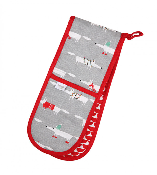 Mr Fox Christmas Double Oven Glove, Mid-Grey Mid-Grey