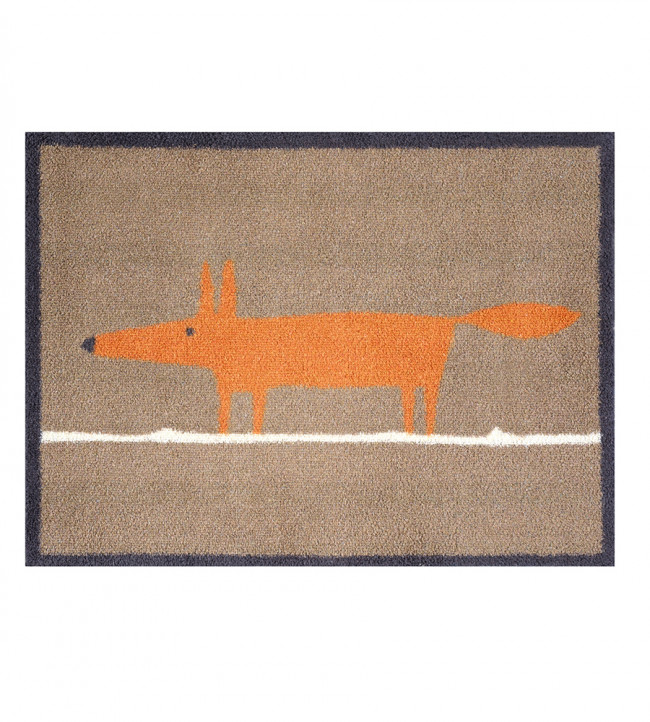 Mr Fox Door Mat, Brown Brown