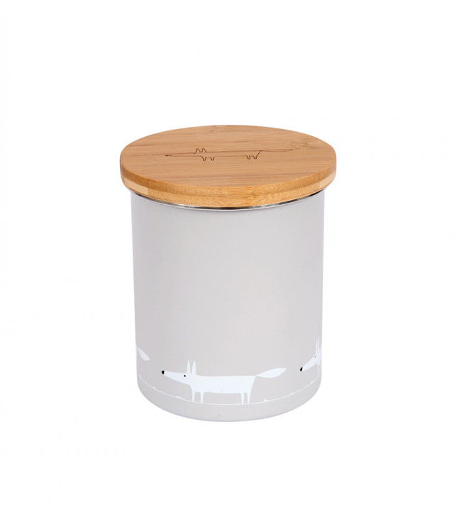 Mr Fox Tea Coffee or Sugar Storage Jar Single Print, Grey Grey
