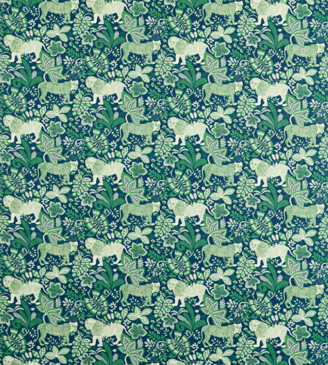 Rumble In The Jungle Fabric - Midnight / Mint Leaf Midnight / Mint Leaf
