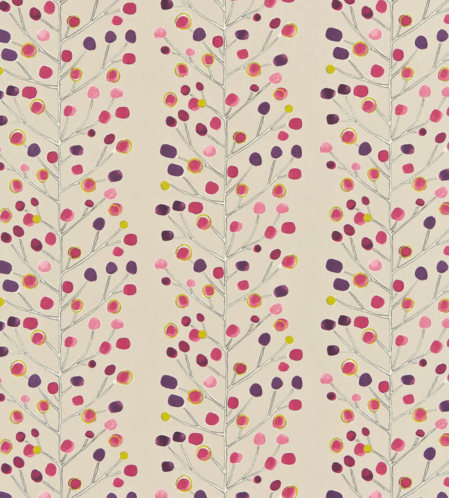Berry Tree Fabric - Mink / Plum / Berry / Lime Mink / Plum / Berry / Lime