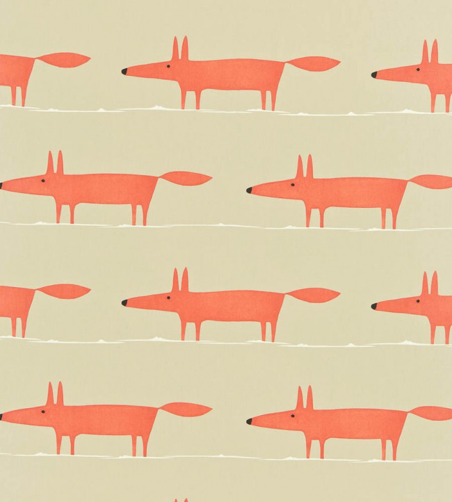 Mr Fox Fabric - Neutral / Paprika Neutral / Paprika