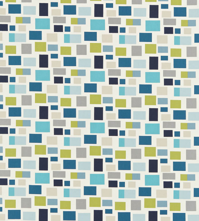 Blocks Fabric - Chalk / Indigo / Denim / Lime Chalk / Indigo / Denim / Lime