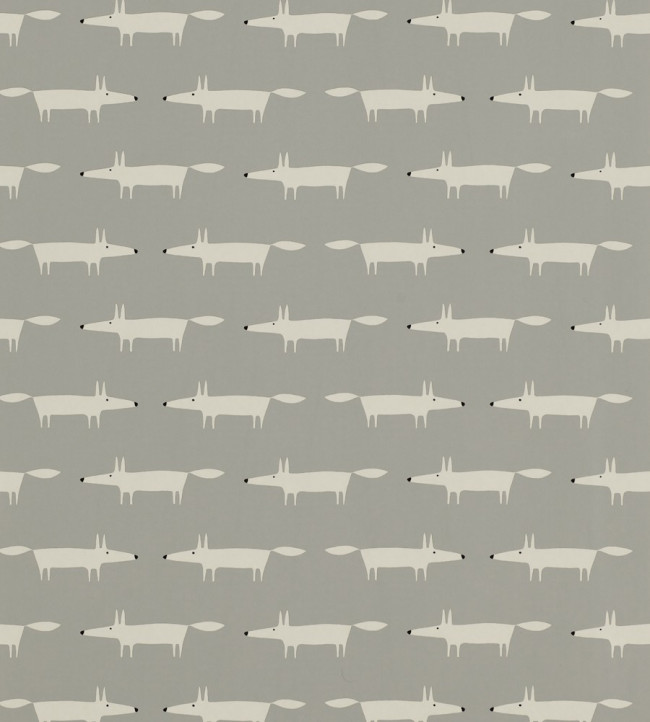 Little Fox Wallpaper - Silver Silver