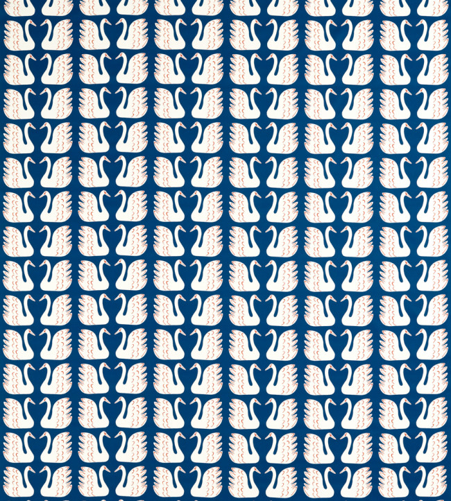 Swim Swam Swan Fabric - Denim Denim