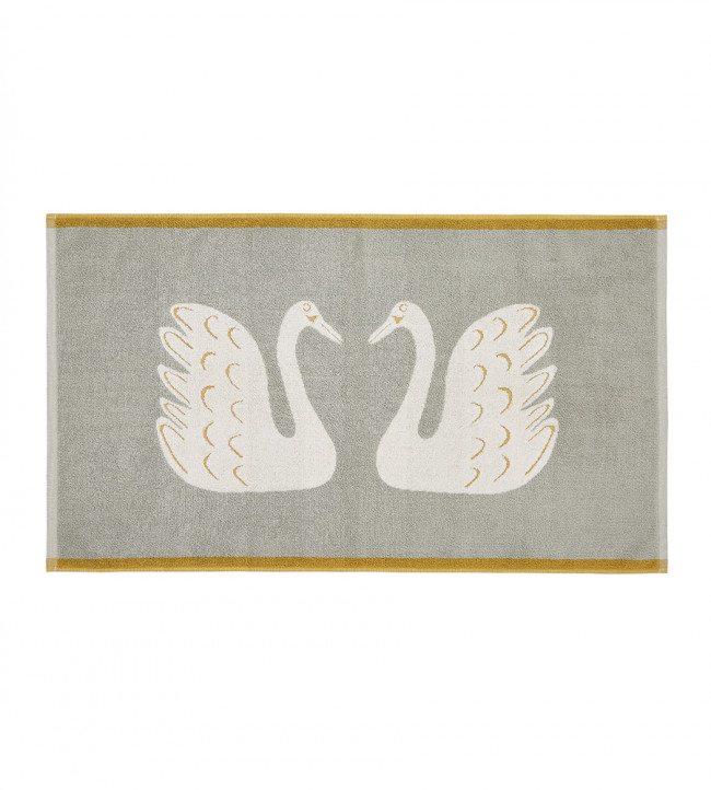 Swim Swam Swan Bath Mat 90 x 50cm, Pebble Pebble
