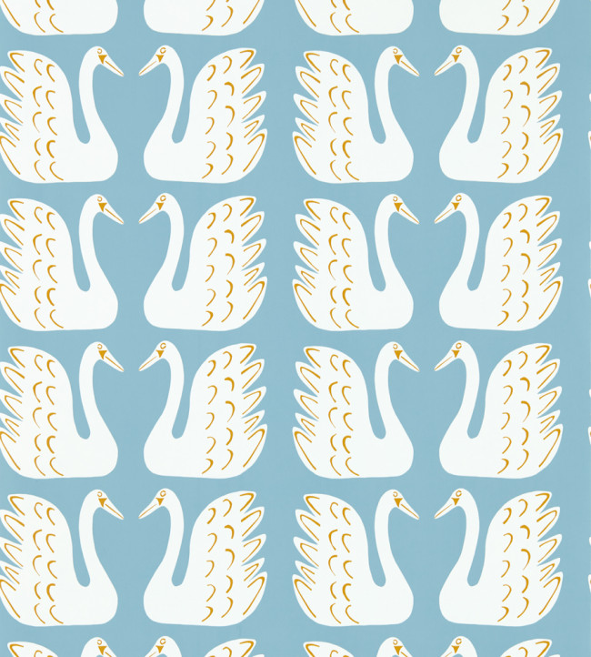 Swim Swam Swan Wallpaper - Sky / Chai Sky / Chai