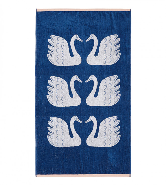 Swim Swam Swan Towel in Denim Scion Living