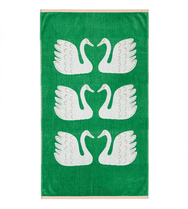 Swim Swam Swan Towel - Guest Towel, Mint Leaf Mint Leaf