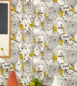 Doggy Day Care Wallpaper - Mustard Mustard