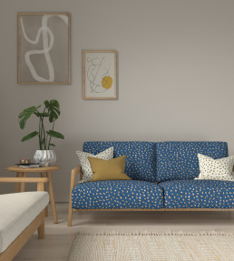 Leopard Dots Fabric - Denim / Milkshake Denim / Milkshake