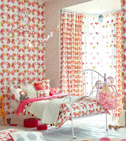 Madame Butterfly Fabric - Cerise / Pistachio / Chalk Cerise / Pistachio / Chalk
