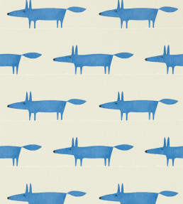 Midi Fox Wallpaper - Pebble / Denim Pebble / Denim