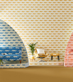 Midi Fox Wallpaper - Pebble / Denim Pebble / Denim