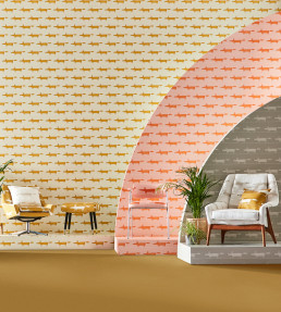 Midi Fox Wallpaper - Raffia / Chai Raffia / Chai