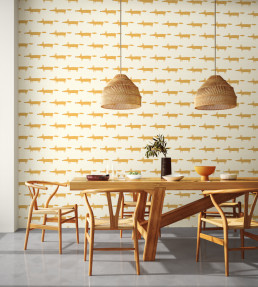 Midi Fox Wallpaper - Raffia / Chai Raffia / Chai