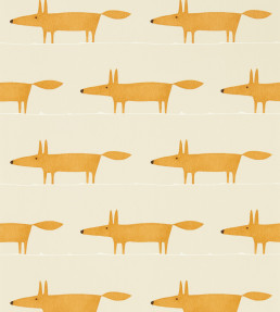 Midi Fox Wallpaper - Raffia / Chai Raffia / Chai