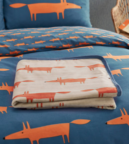Mr Fox Brushed Cotton Bedding Set, Denim / Orange Denim / Orange