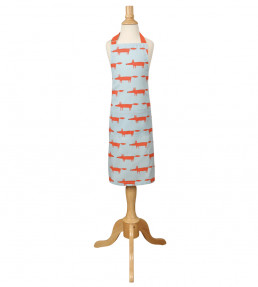 Mr Fox Childrens Apron 65 x 45cm, Blue Blue