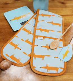 Mr Fox Double Oven Glove, Blue Blue