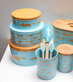 Mr Fox Round Cake Tins Set, Blue Blue