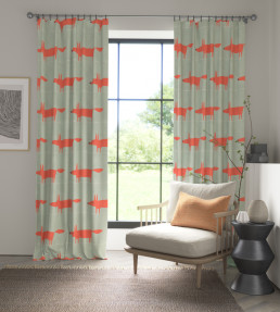 Mr Fox Fabric - Sage / Poppy Sage / Poppy