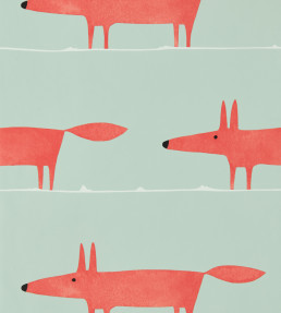 Mr Fox Wallpaper - Sage / Poppy Sage / Poppy