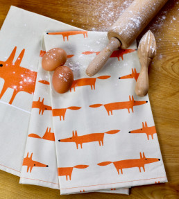 Mr Fox Set of 2 Tea Towels 70 x 50cm, Stone Stone